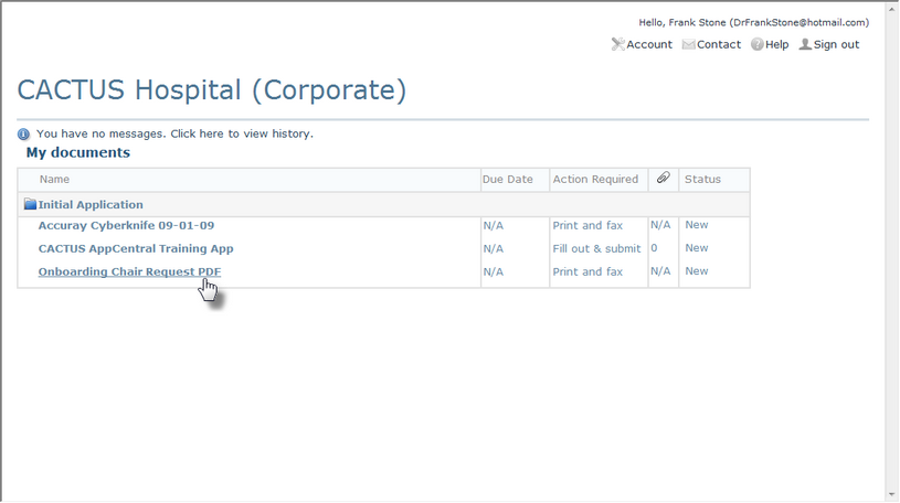 Figure 6 Selecting a Print and Fax Document